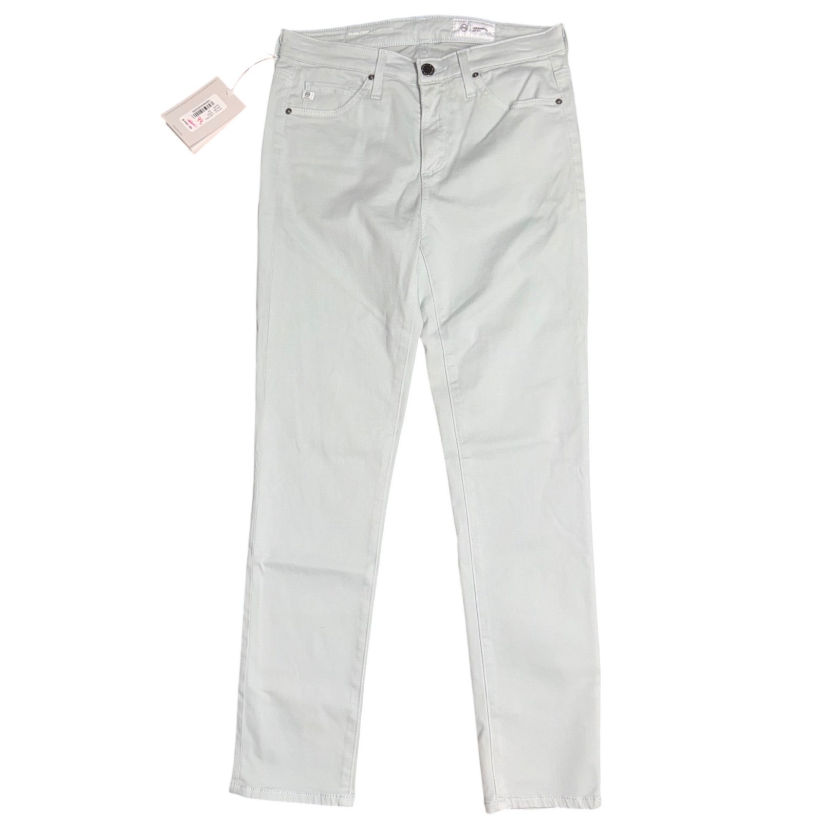 Ag Adriano Goldschmied Prima Crop Cigarette Leg Pants Light Blue Sateen Size 26
